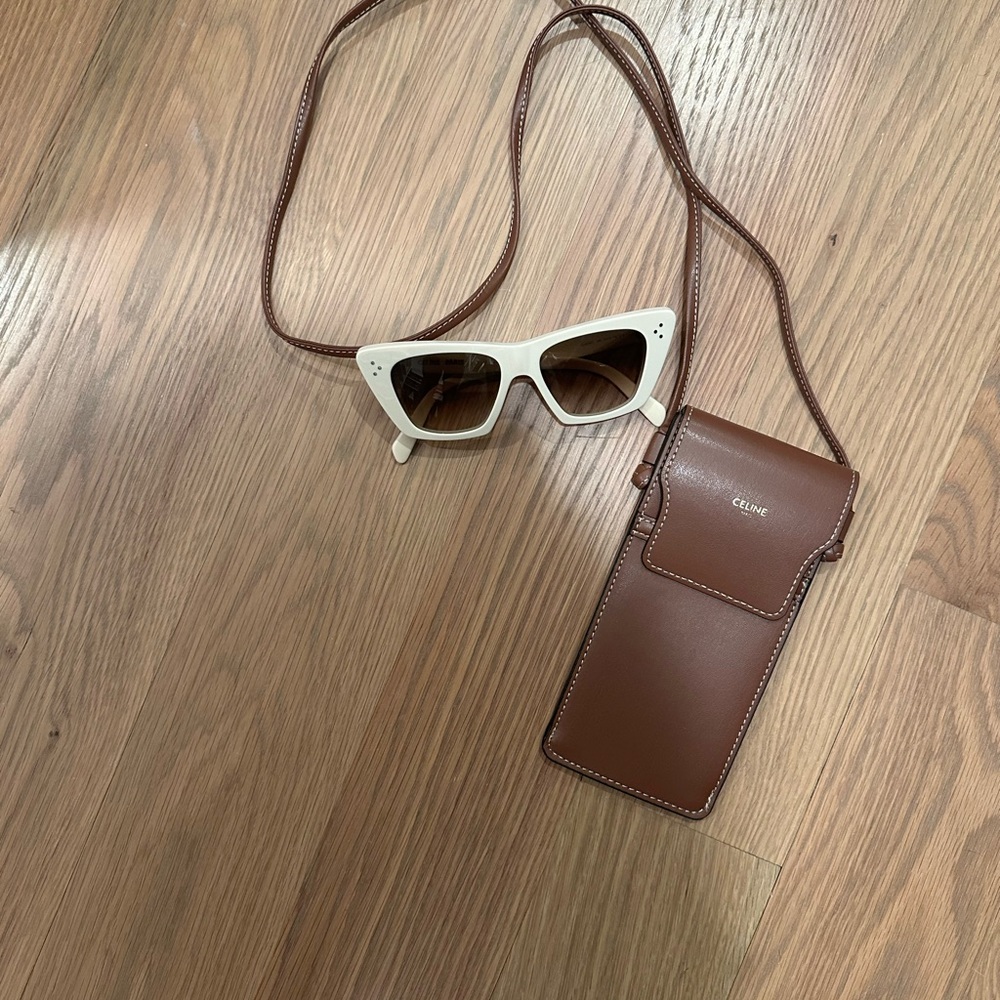 Celine White Cat-Eye Sunglasses with Brown Gradient Lenses